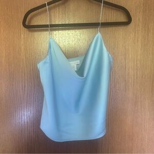 House of Harlow 1960 Light Blue Satin Camisole w/ Rhinestone Straps XS